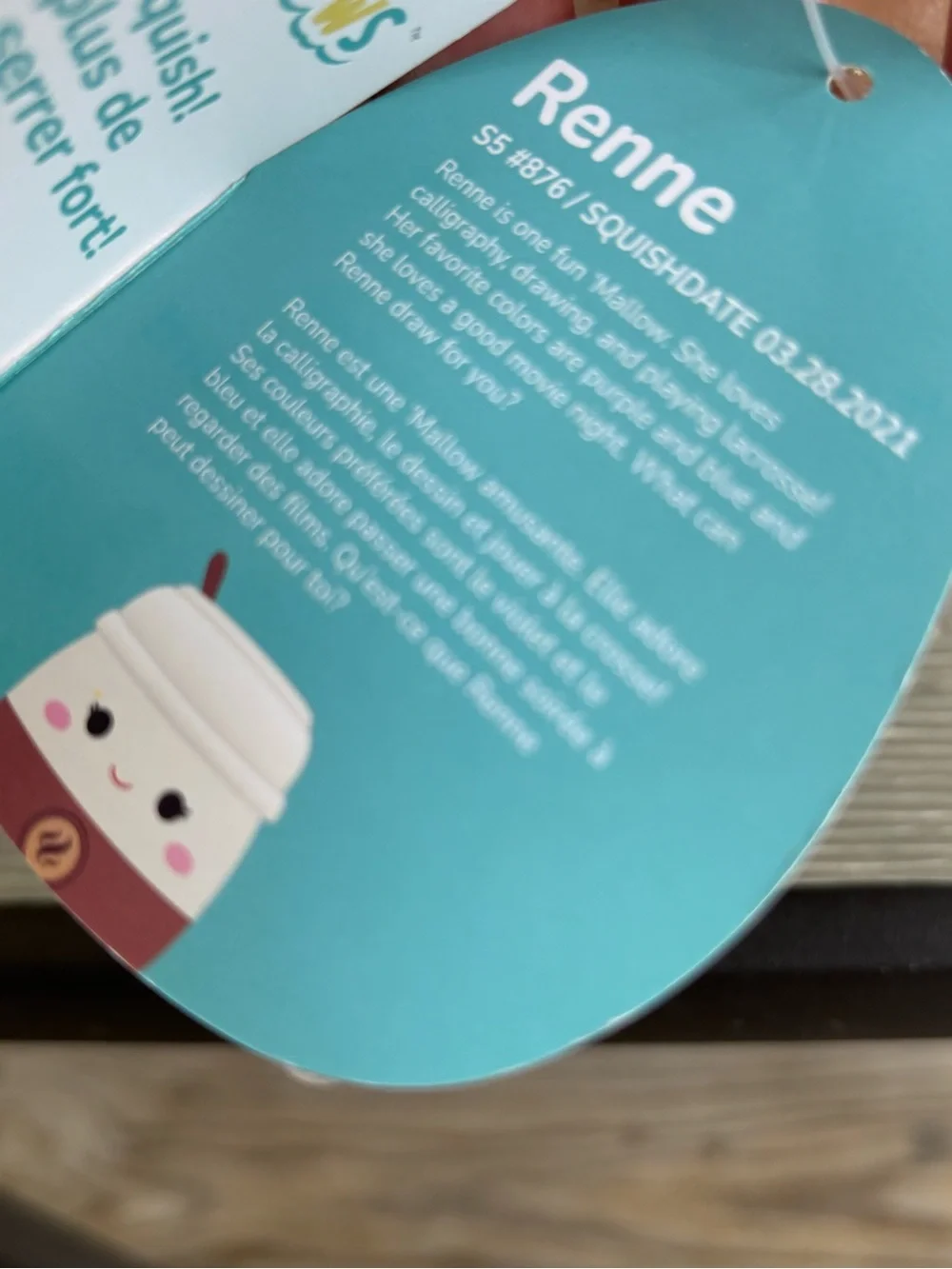 Squishmallows Renne Plush Keychain - White, Brown, Pink